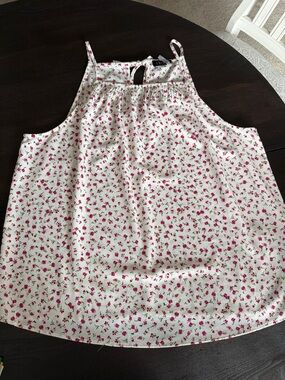 1. State White Halter Top with Pink Floral Print